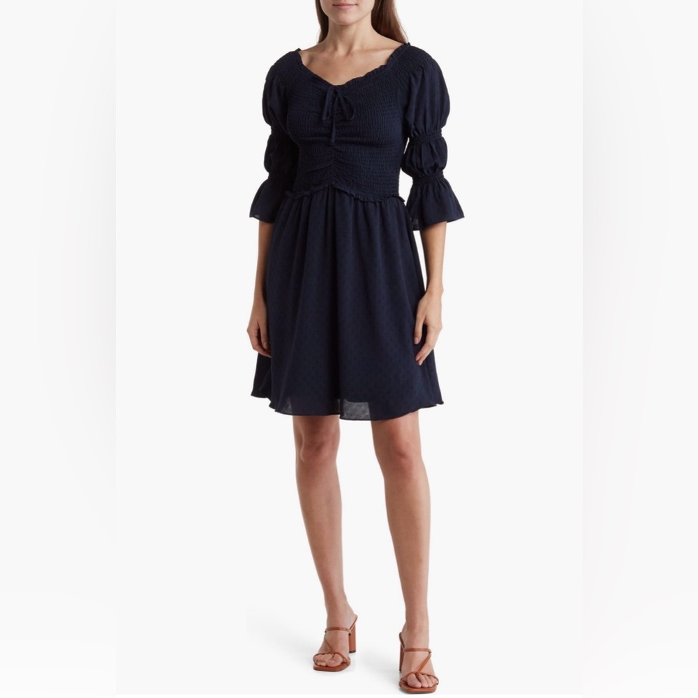 BCBGeneration smocked bubble sleeve fit & flare dress